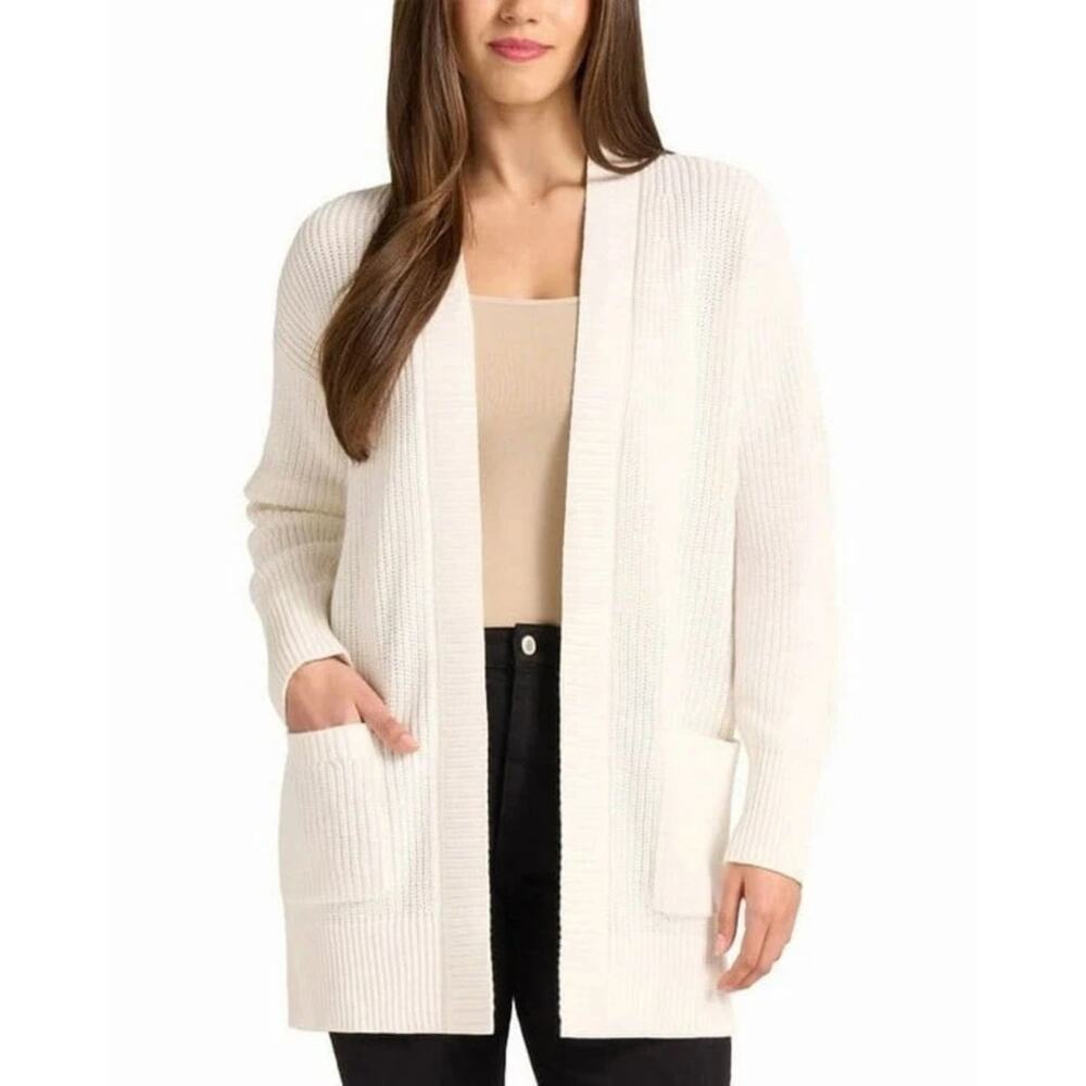 Max and Mia‎ Combed Cotton Cardigan Sweater - IVORY (Size L) NWOT